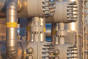 close up of a modern natural gas processing plant